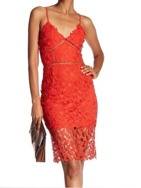 Design Lab Red Lace Pencil Dress